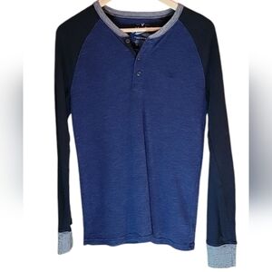 American Eagle Men's Thermal Long Sleeve Dark Blue Gray Shirt, Size: X-Small